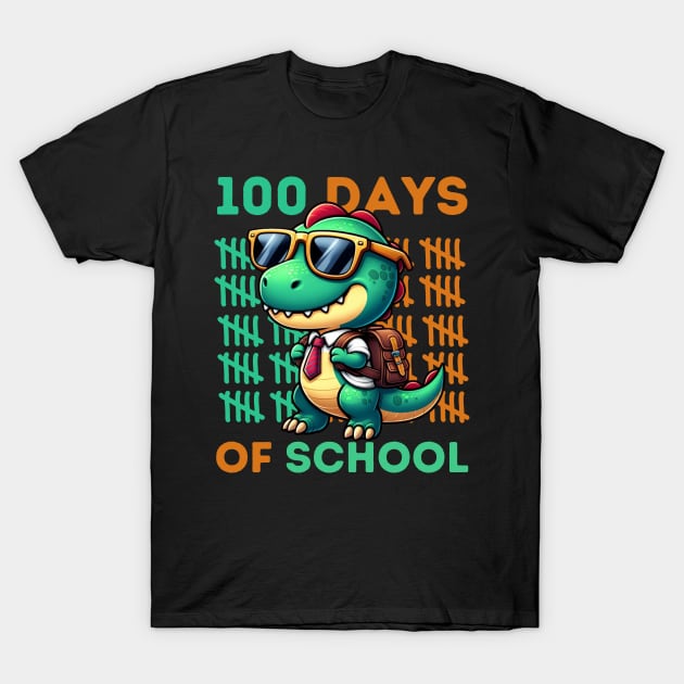 100th Day of School Teacher Dinosaur T-Rex 100 Days Kids T-Shirt by HBart